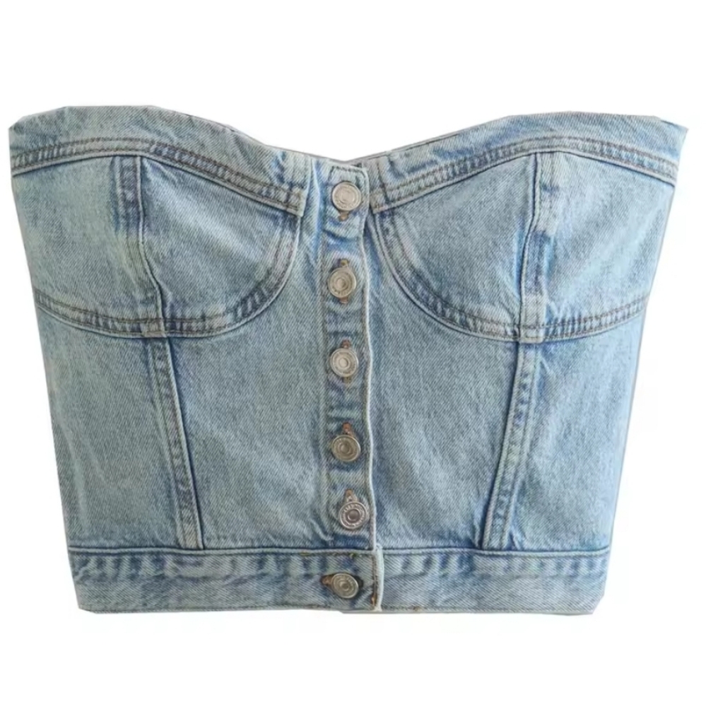 Denim Blue Women's Strapless Top